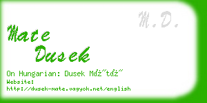 mate dusek business card